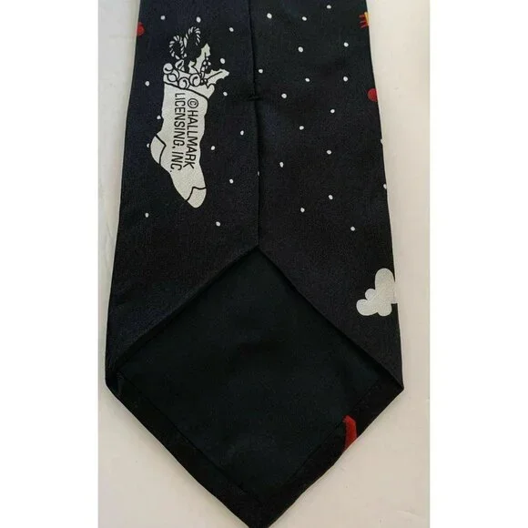 Hallmark Tie Christmas Reindeer Santa Elf Hot Air Balloon Necktie 3.75" W 58" L - Picture 2 of 2